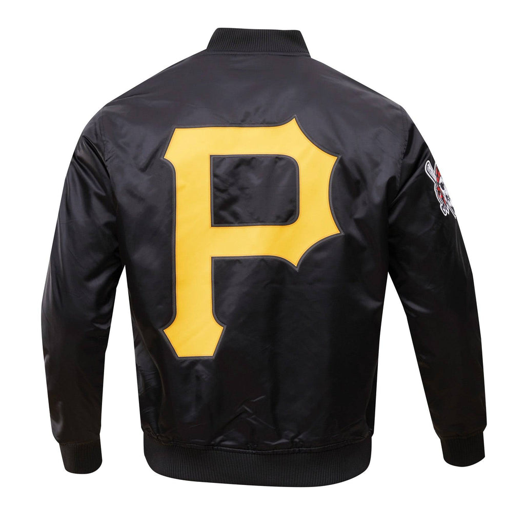 MLB PITTSBURGH PIRATES BIG LOGO WORLD SERIES MEN'S SATIN JACKET (BLACK)