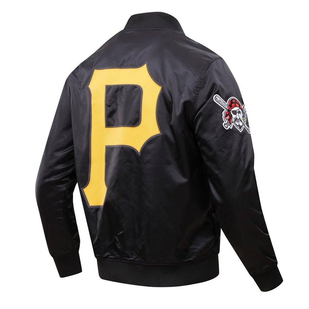 MLB PITTSBURGH PIRATES BIG LOGO WORLD SERIES MEN'S SATIN JACKET (BLACK)