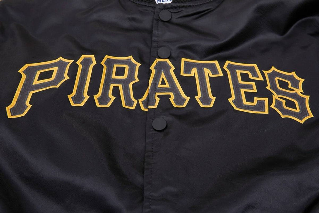 MLB PITTSBURGH PIRATES BIG LOGO WORLD SERIES MEN'S SATIN JACKET (BLACK)