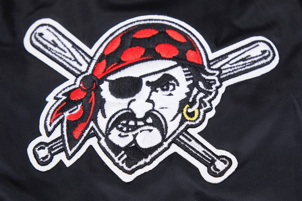 MLB PITTSBURGH PIRATES BIG LOGO WORLD SERIES MEN'S SATIN JACKET (BLACK)