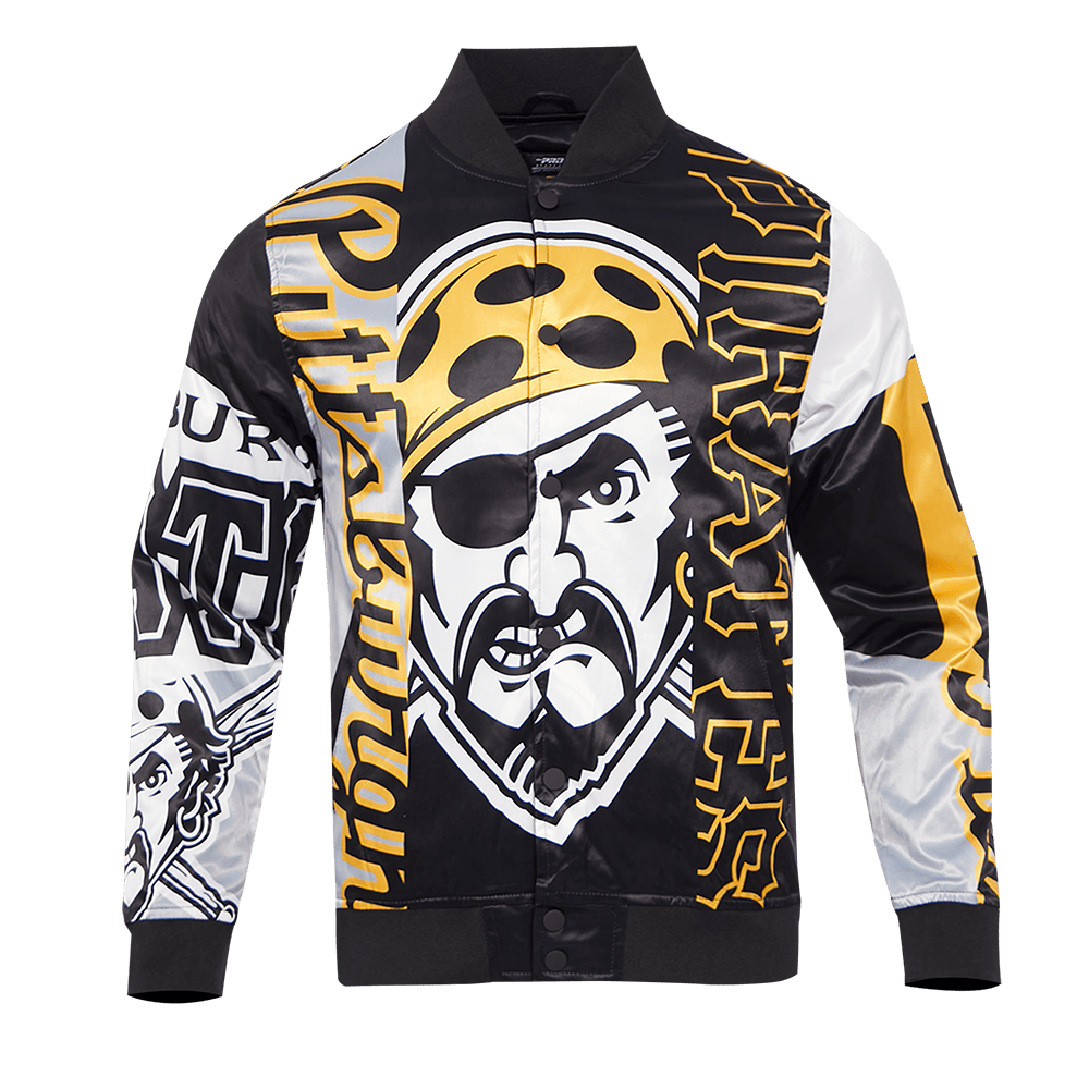 MLB PITTSBURGH PIRATES MASHUP MEN'S SATIN JACKET (BLACK)