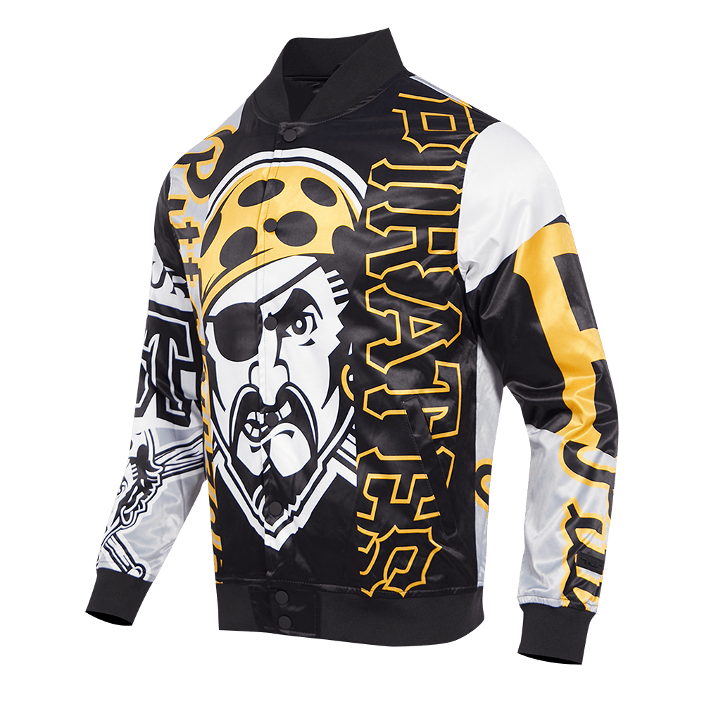 MLB PITTSBURGH PIRATES MASHUP MEN'S SATIN JACKET (BLACK)