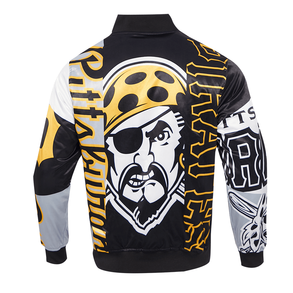 MLB PITTSBURGH PIRATES MASHUP MEN'S SATIN JACKET (BLACK)