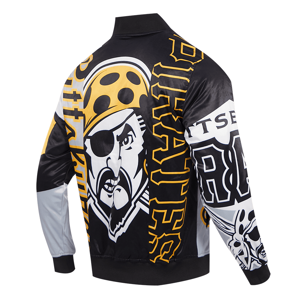 MLB PITTSBURGH PIRATES MASHUP MEN'S SATIN JACKET (BLACK)