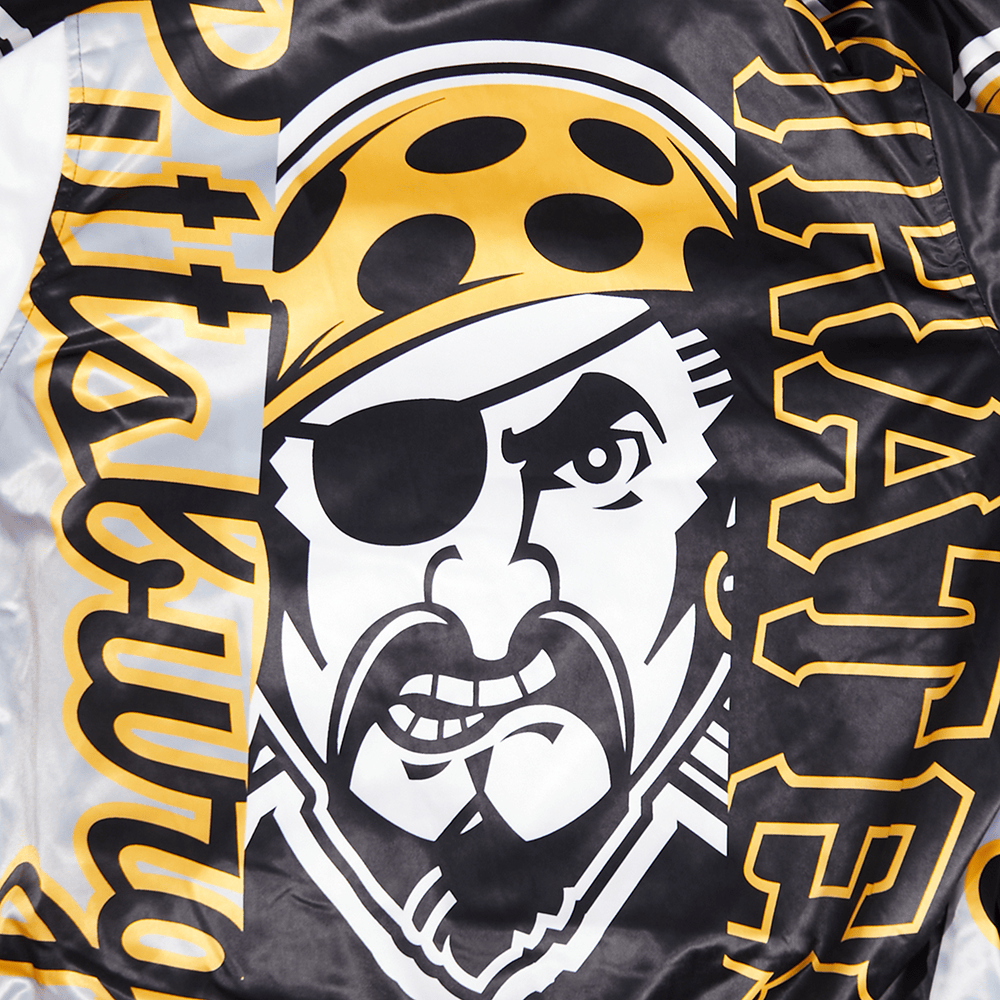 MLB PITTSBURGH PIRATES MASHUP MEN'S SATIN JACKET (BLACK)
