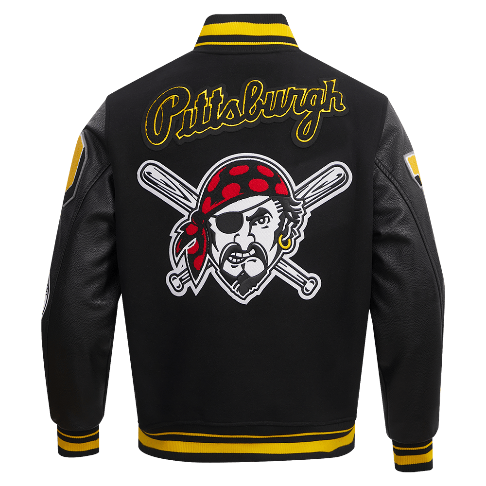 MLB PITTSBURGH PIRATES MASHUP MEN'S RIB WOOL VARSITY JACKET (BLACK/YELLOW)