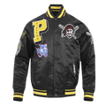 MLB PITTSBURGH PIRATES MASHUP MEN'S RIB SATIN JACKET (BLACK/YELLOW)
