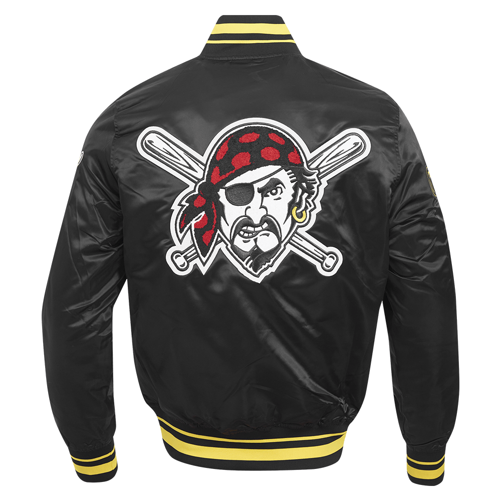 MLB PITTSBURGH PIRATES MASHUP MEN'S RIB SATIN JACKET (BLACK/YELLOW)