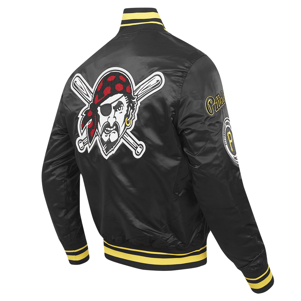 MLB PITTSBURGH PIRATES MASHUP MEN'S RIB SATIN JACKET (BLACK/YELLOW)