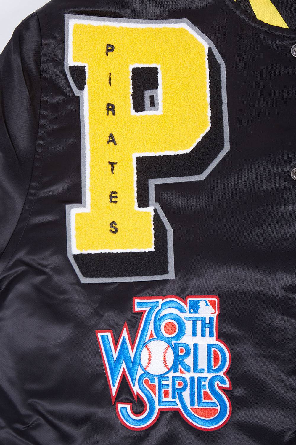 MLB PITTSBURGH PIRATES MASHUP MEN'S RIB SATIN JACKET (BLACK/YELLOW)
