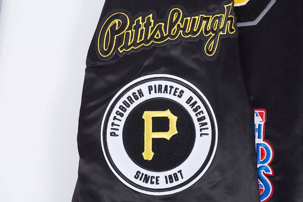 MLB PITTSBURGH PIRATES MASHUP MEN'S RIB SATIN JACKET (BLACK/YELLOW)
