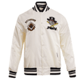 CHAQUETA RETRO CLÁSICA DE SATÉN ACOSTILLADA PARA HOMBRE MLB PITTSBURGH PIRATES (BLANCO HUEVO/ NEGRO)