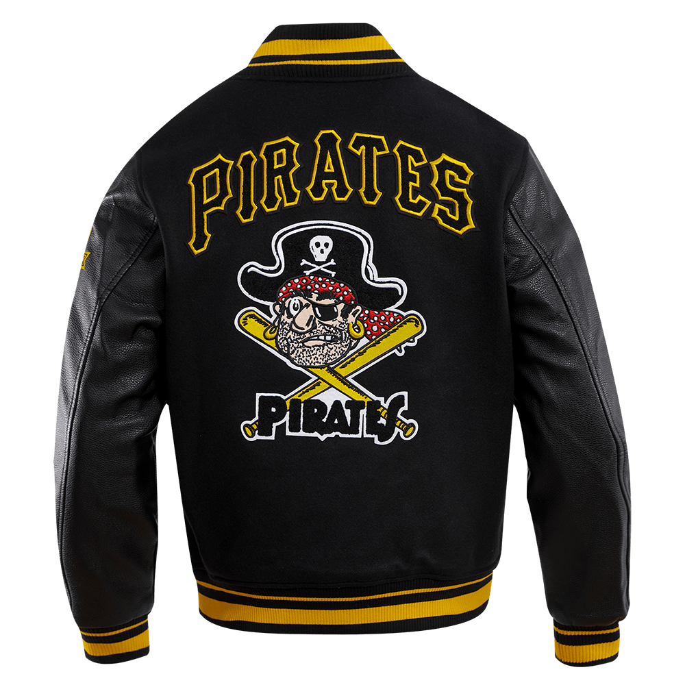 MLB PITTSBURGH PIRATES RETRO CLASSIC MEN'S RIB WOOL VARSITY JACKET (BLACK/YELLOW)