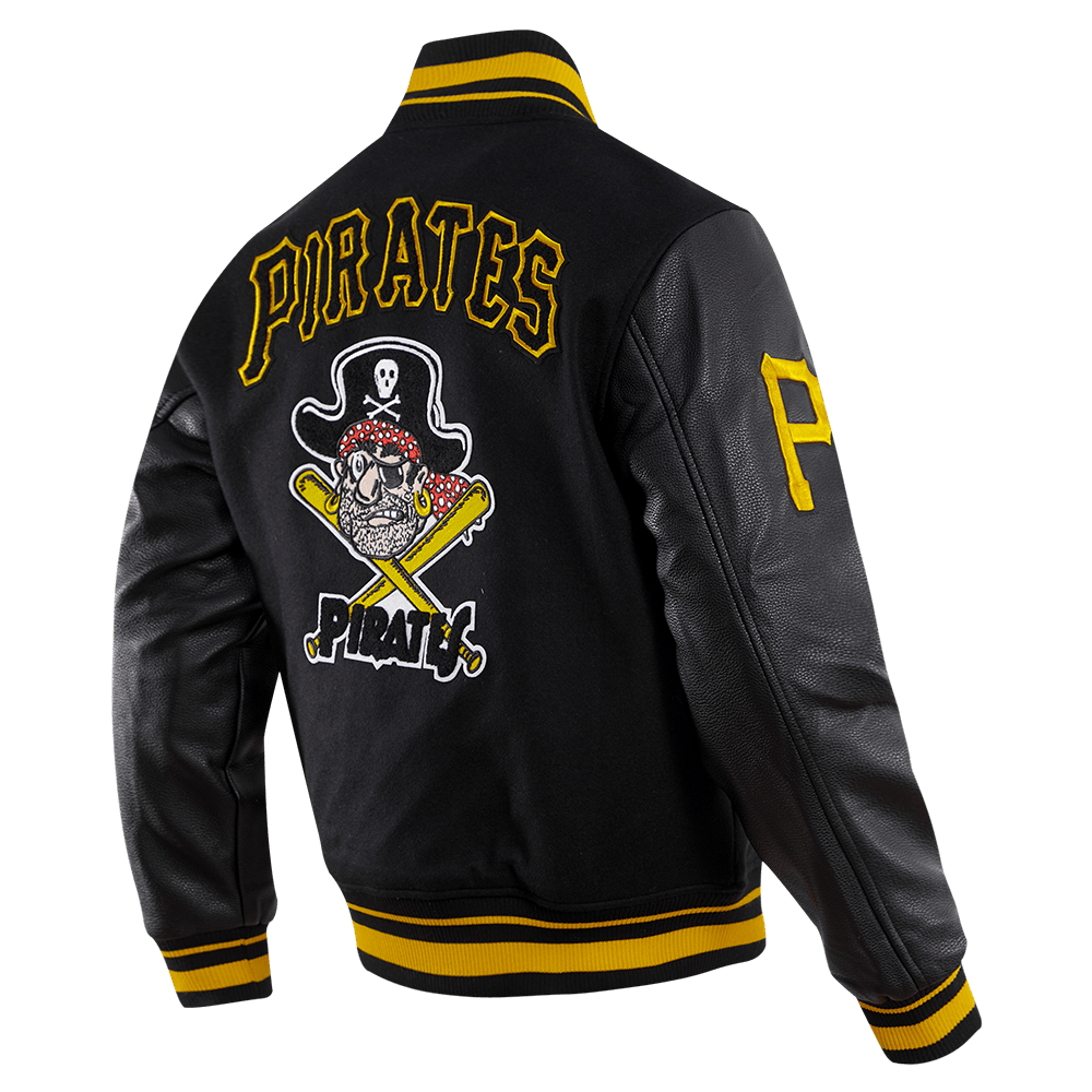 MLB PITTSBURGH PIRATES RETRO CLASSIC MEN'S RIB WOOL VARSITY JACKET (BLACK/YELLOW)
