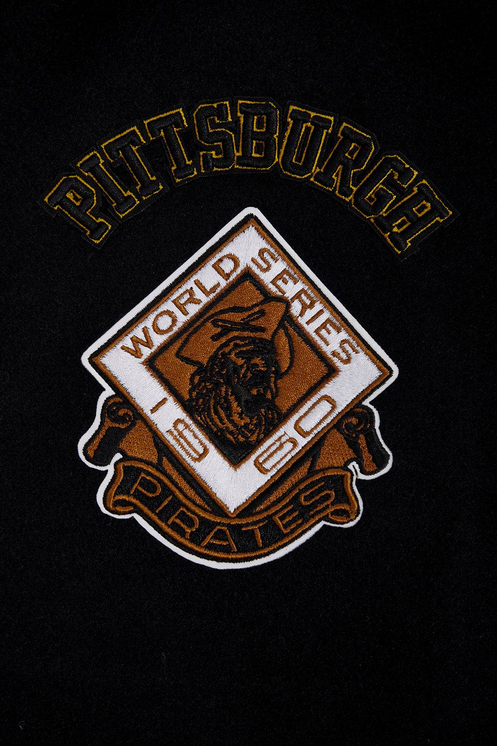MLB PITTSBURGH PIRATES RETRO CLASSIC MEN'S RIB WOOL VARSITY JACKET (BLACK/YELLOW)