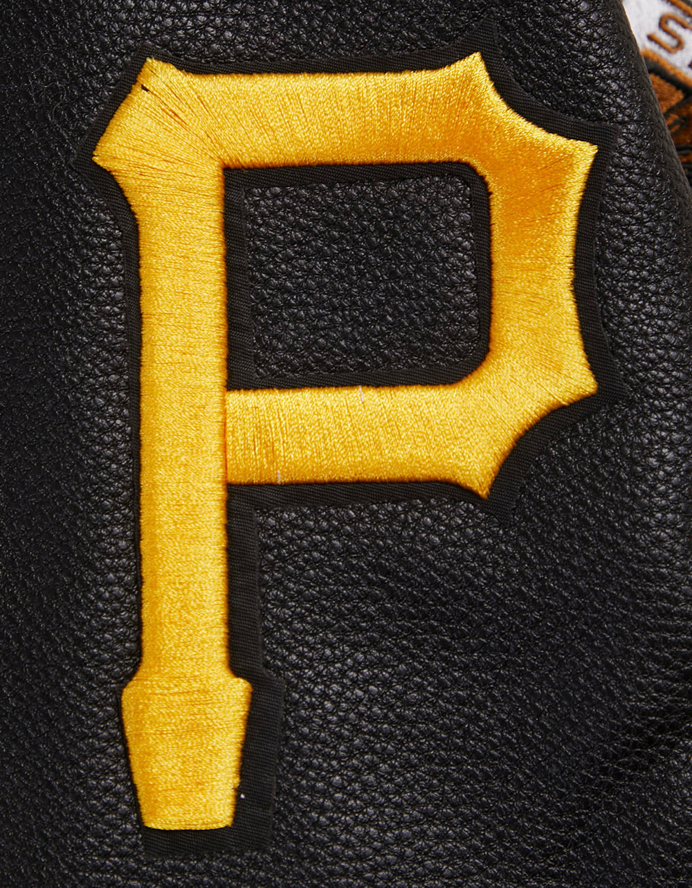 CHAQUETA UNIVERSITARIA RETRO CLÁSICA DE LANA ACANALADA PARA HOMBRE MLB PITTSBURGH PIRATES (BLANCO HUEVO/ NEGRO)