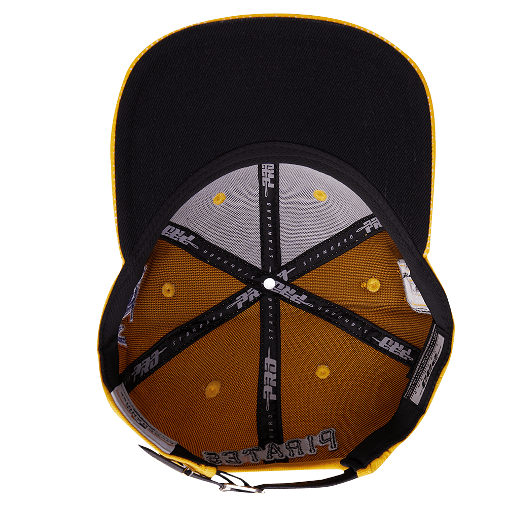 MLB PITTSBURGH PIRATES OLD ENGLISH UNISEX 6 PANEL LEATHER STRAPBACK (YELLOW)