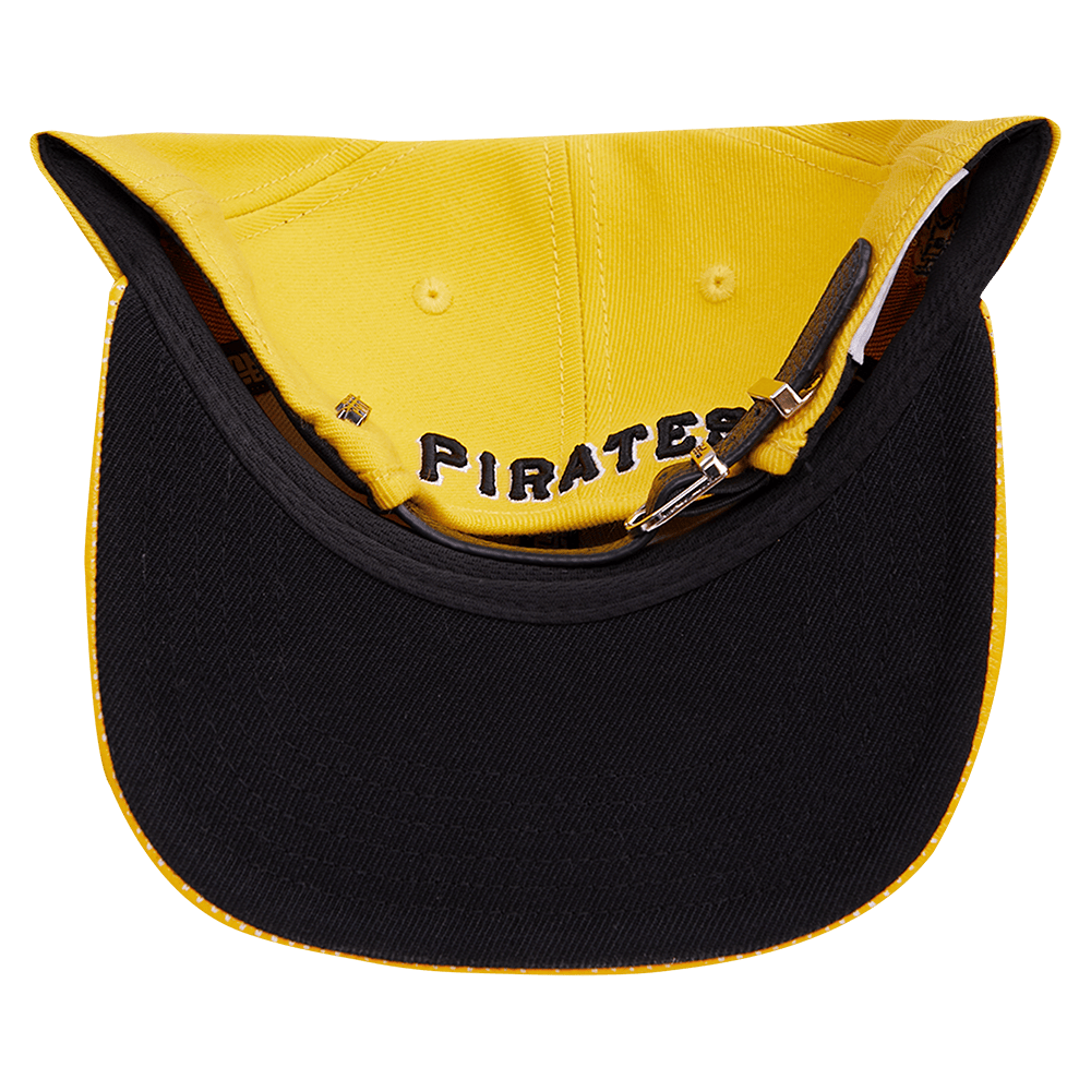 MLB PITTSBURGH PIRATES OLD ENGLISH UNISEX 6 PANEL LEATHER STRAPBACK (YELLOW)