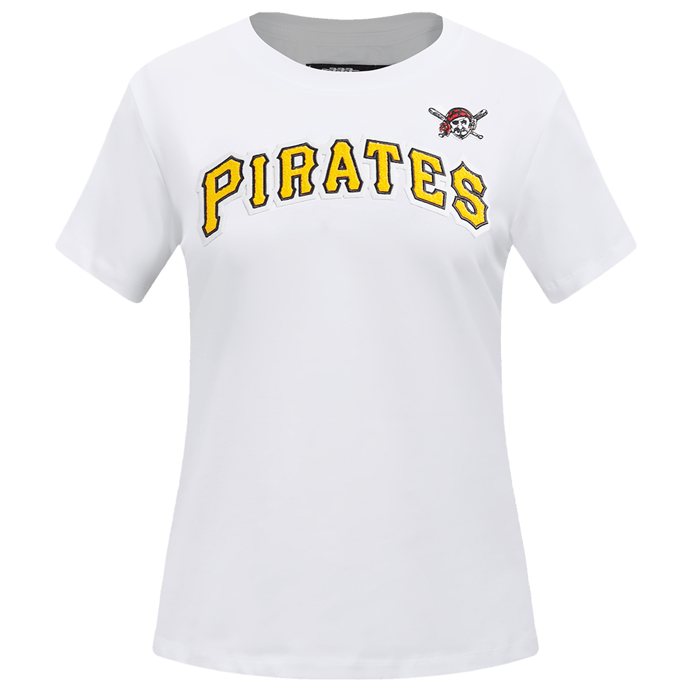 MLB PITTSBURG PIRATES CLASSIC SHORT SLEEVE WOMEN'S SINGLE JERSEY SLIM FIT TOP (WHITE)