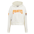 MLB PITTSBURGH PIRATES PINSTRIPE RETRO CLASSIC WOMEN'S RIB FLC CROPPED P (EGGSHELL/ GREY)