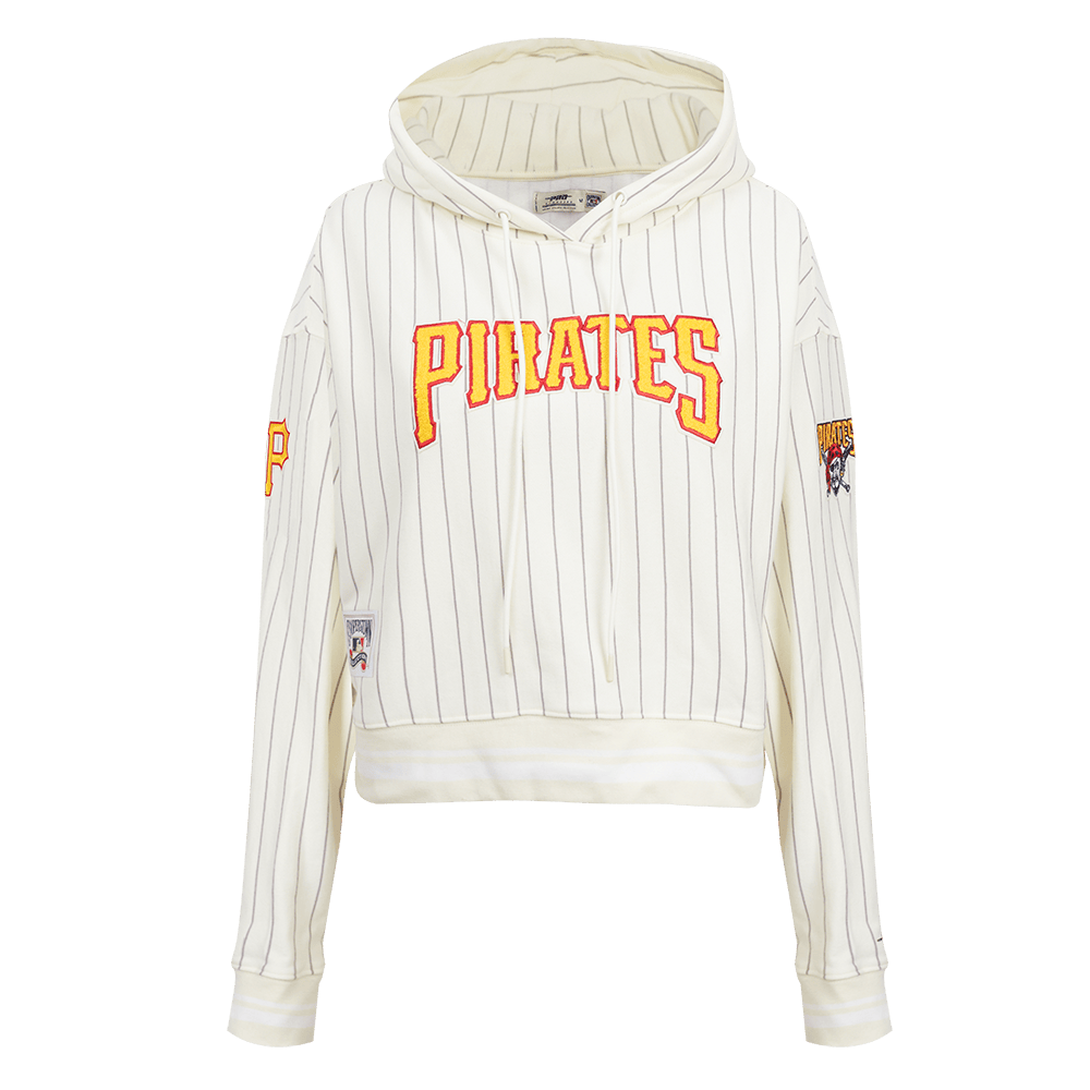 MLB PITTSBURGH PIRATES PINSTRIPE RETRO CLASSIC WOMEN'S RIB FLC CROPPED P (EGGSHELL/ GREY)
