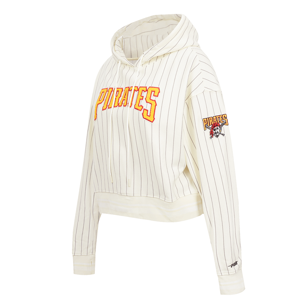 MLB PITTSBURGH PIRATES PINSTRIPE RETRO CLASSIC WOMEN'S RIB FLC CROPPED P (EGGSHELL/ GREY)