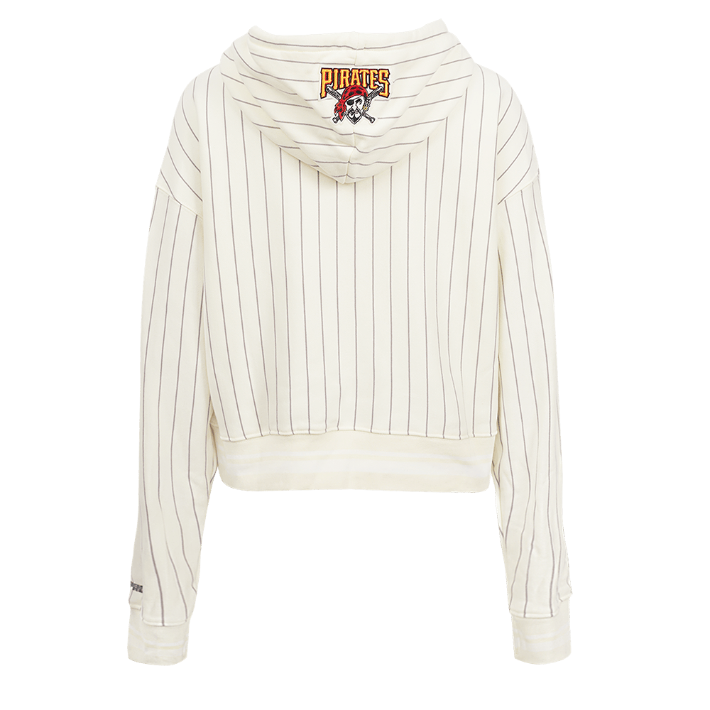 MLB PITTSBURGH PIRATES PINSTRIPE RETRO CLASSIC WOMEN'S RIB FLC CROPPED P (EGGSHELL/ GREY)