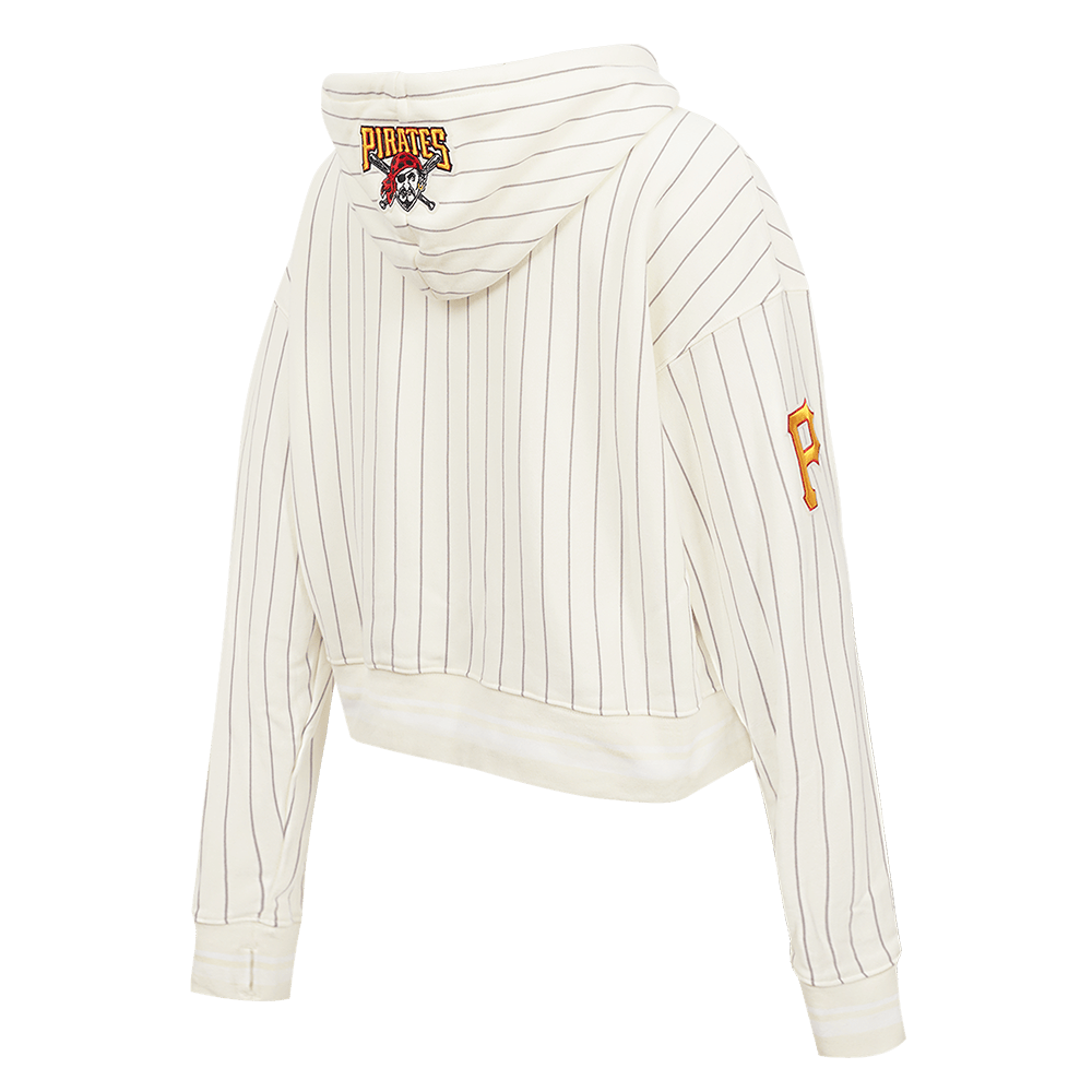 MLB PITTSBURGH PIRATES PINSTRIPE RETRO CLASSIC WOMEN'S RIB FLC CROPPED P (EGGSHELL/ GREY)