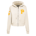 MLB PITTSBURGH PIRATES TRIPLE TONAL WOMEN'S DOUBLE KNIT FULL ZIP HOODIE (EGGSHELL)