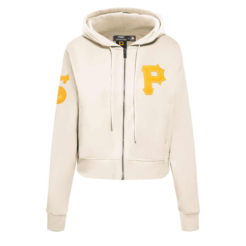 MLB PITTSBURGH PIRATES TRIPLE TONAL WOMEN'S DOUBLE KNIT FULL ZIP HOODIE (EGGSHELL)