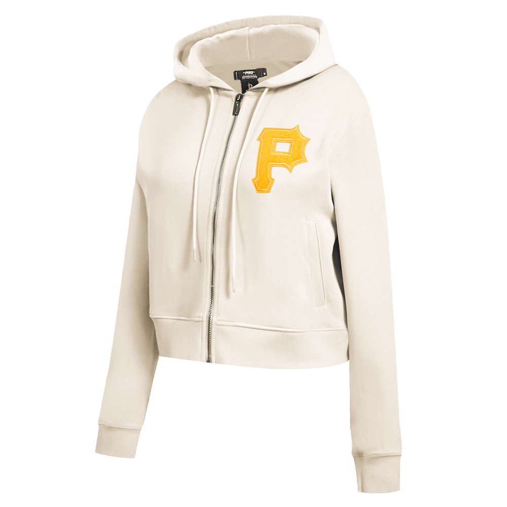 MLB PITTSBURGH PIRATES TRIPLE TONAL WOMEN'S DOUBLE KNIT FULL ZIP HOODIE (EGGSHELL)