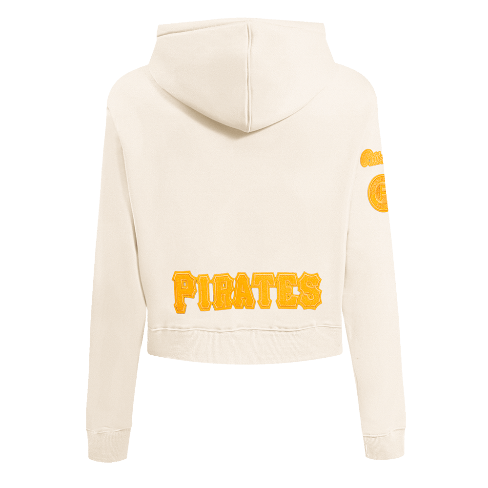 MLB PITTSBURGH PIRATES TRIPLE TONAL WOMEN'S DOUBLE KNIT FULL ZIP HOODIE (EGGSHELL)