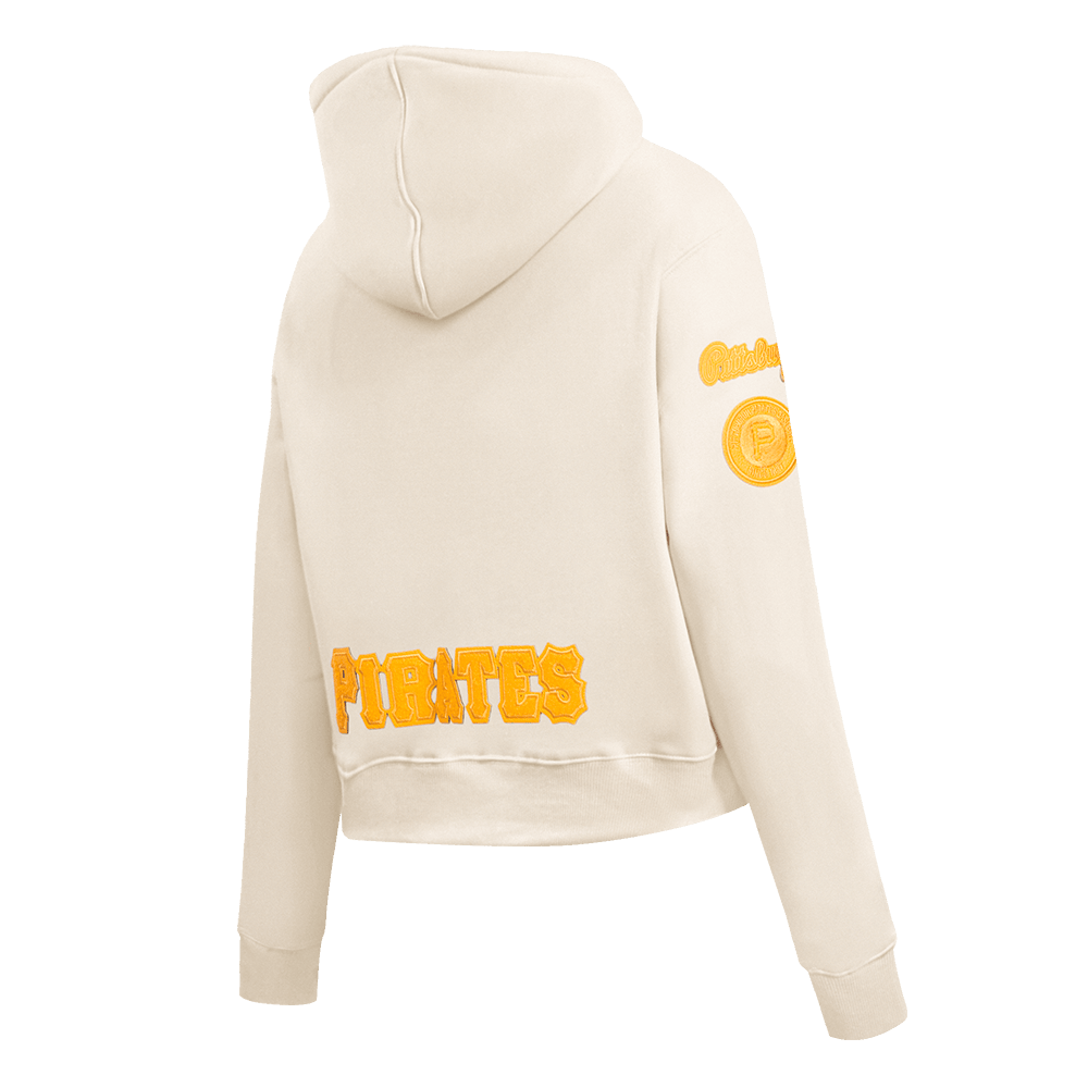 MLB PITTSBURGH PIRATES TRIPLE TONAL WOMEN'S DOUBLE KNIT FULL ZIP HOODIE (EGGSHELL)