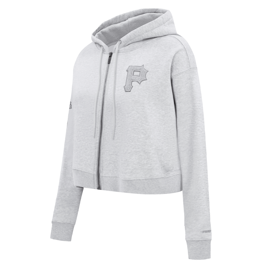 MLB PITTSBURGH PIRATES TRIPLE TONAL WOMEN'S DOUBLE KNIT FULL ZIP HOODIE (HEATHER GREY)