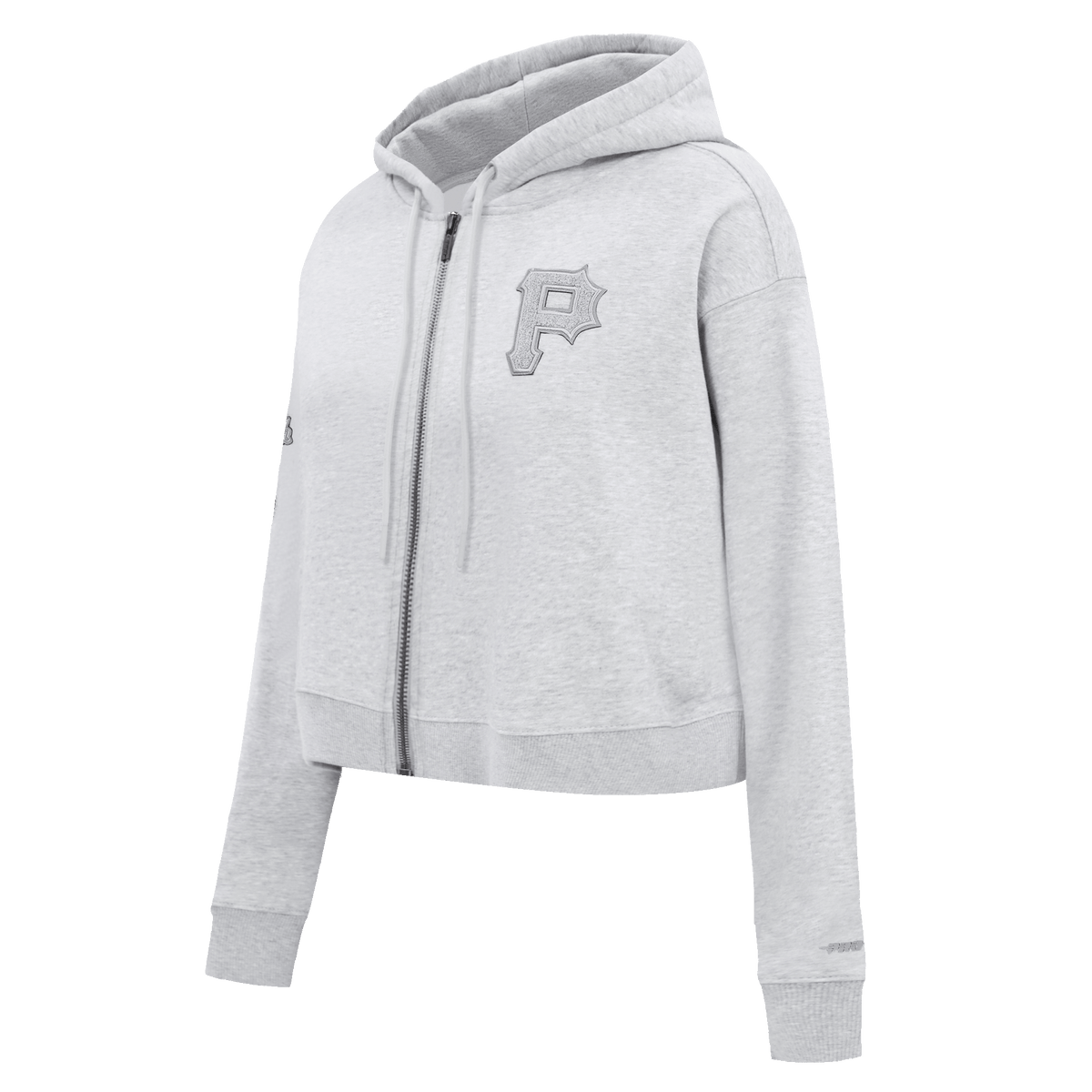 MLB PITTSBURGH PIRATES TRIPLE TONAL WOMEN'S DOUBLE KNIT FULL ZIP HOODIE (HEATHER GREY)