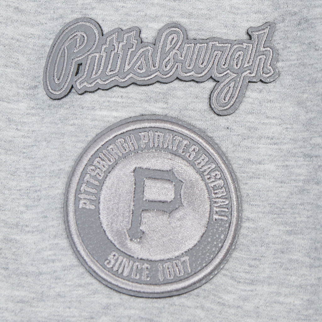 MLB PITTSBURGH PIRATES TRIPLE TONAL WOMEN'S DOUBLE KNIT FULL ZIP HOODIE (HEATHER GREY)