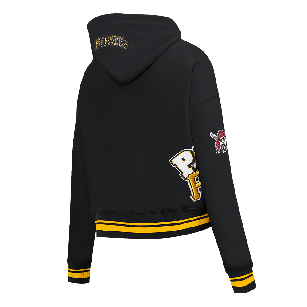 MLB PITTSBURGH PIRATES CITY RANSOM WOMEN'S RIB FLC CROPPED PO HOODIE (BLACK/YELLOW)