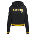MLB PITTSBURGH PIRATES CITY RANSOM WOMEN'S RIB FLC CROPPED PO HOODIE (BLACK/YELLOW)