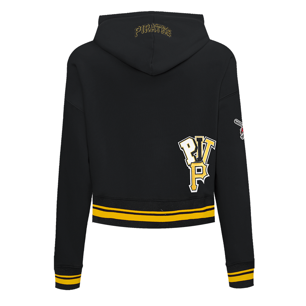 MLB PITTSBURGH PIRATES CITY RANSOM WOMEN'S RIB FLC CROPPED PO HOODIE (BLACK/YELLOW)