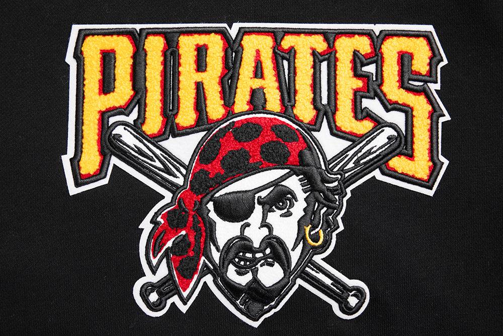 MLB PITTSBURGH PIRATES RETRO CLASSIC WOMEN'S CROPPED PULLOVER HOODIE (BLACK/YELLOW)