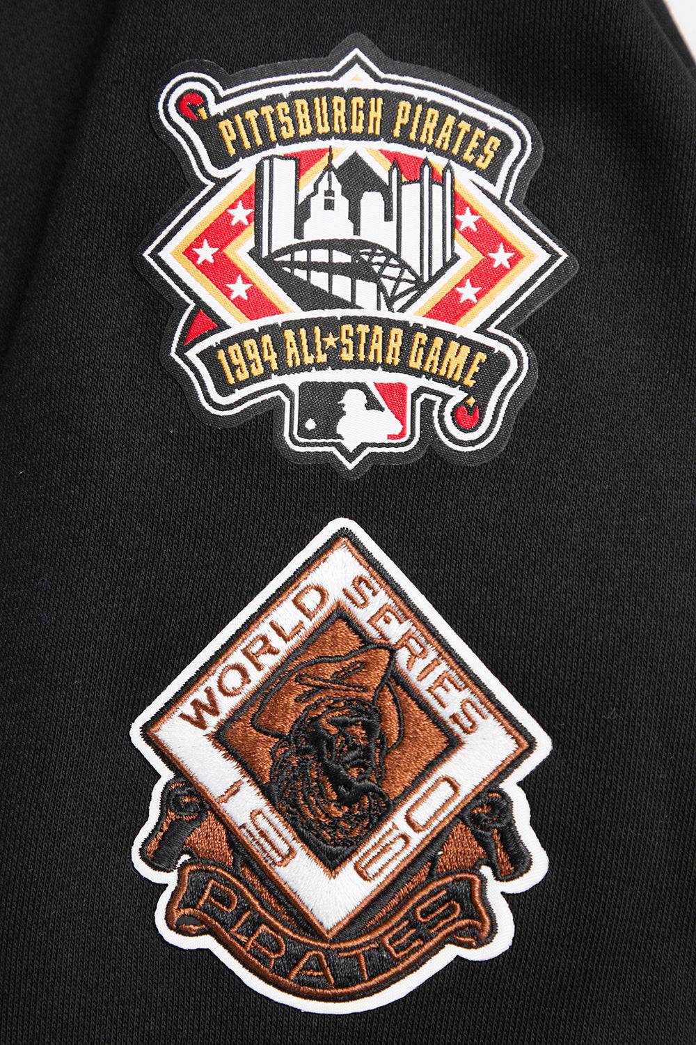 MLB PITTSBURGH PIRATES RETRO CLASSIC WOMEN'S CROPPED PULLOVER HOODIE (BLACK/YELLOW)