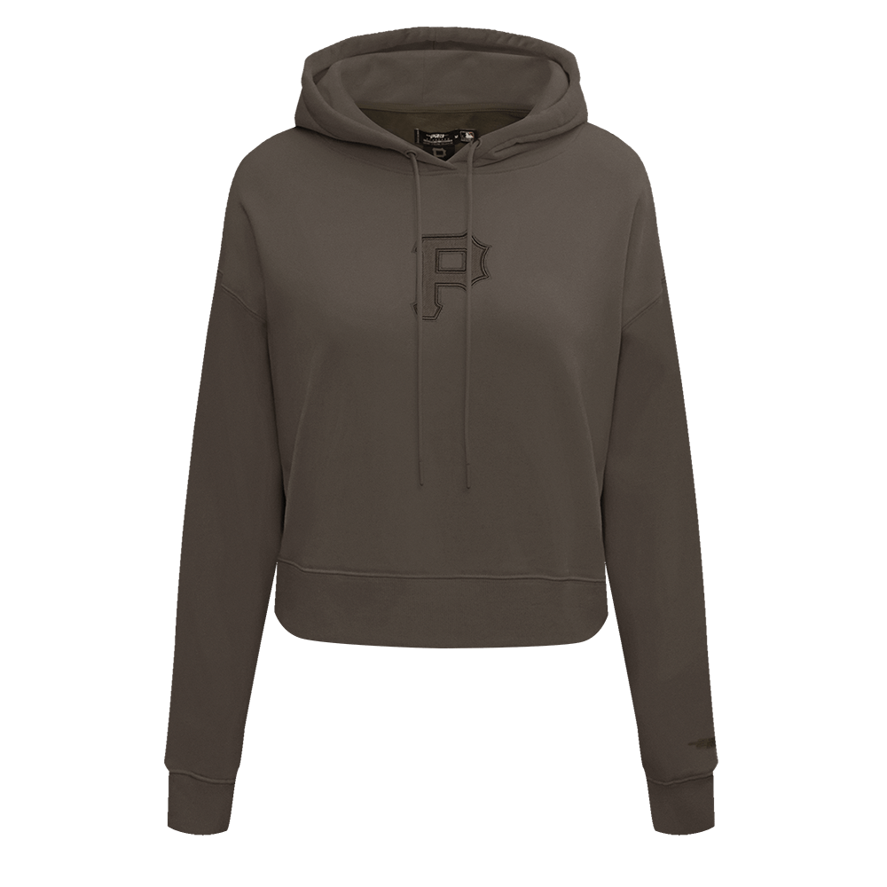 MLB PITTSBURGH PIRATES NEUTRAL CROPPED FLEECE PULLOVER HOODIE (DARK TAUPE)
