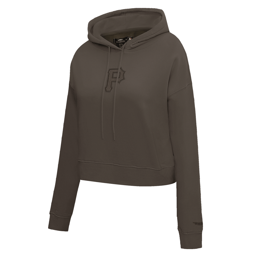 MLB PITTSBURGH PIRATES NEUTRAL CROPPED FLEECE PULLOVER HOODIE (DARK TAUPE)