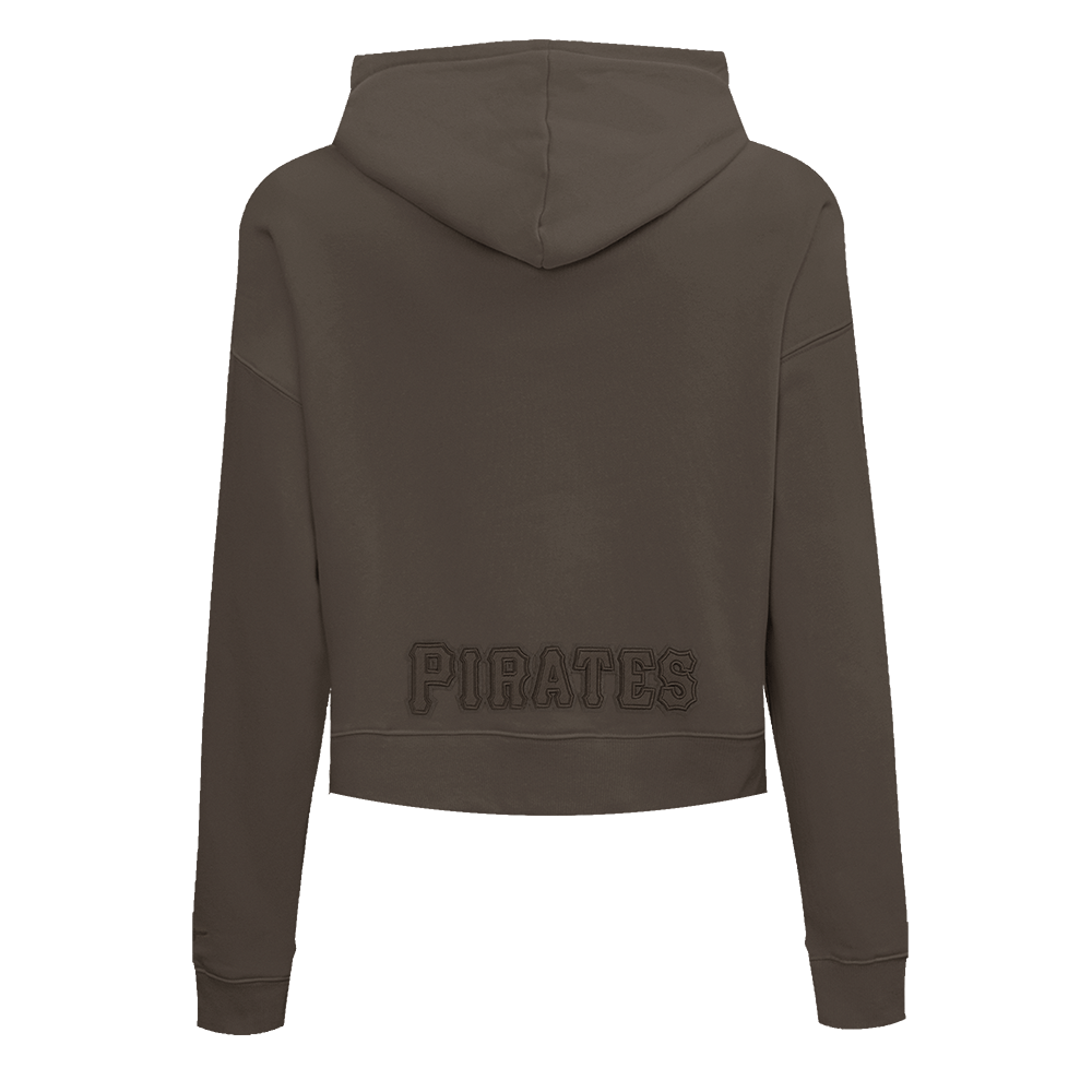 MLB PITTSBURGH PIRATES NEUTRAL CROPPED FLEECE PULLOVER HOODIE (DARK TAUPE)