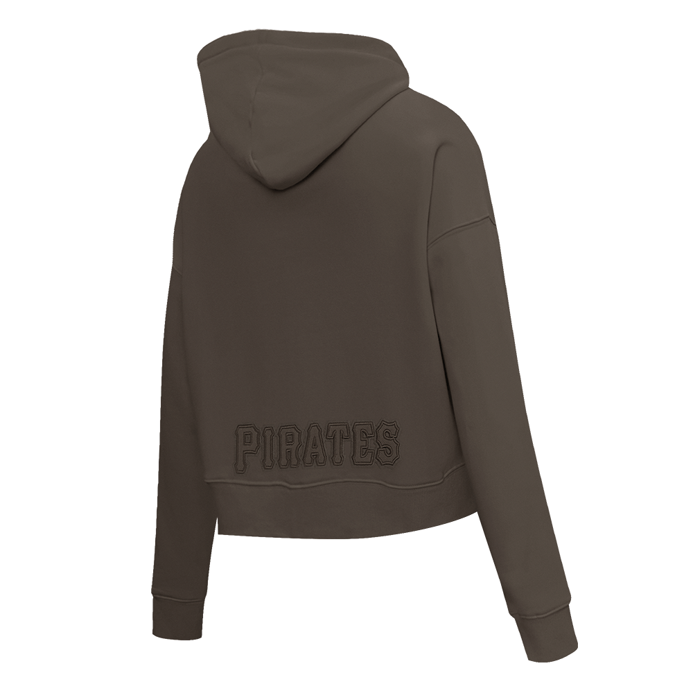 MLB PITTSBURGH PIRATES NEUTRAL CROPPED FLEECE PULLOVER HOODIE (DARK TAUPE)