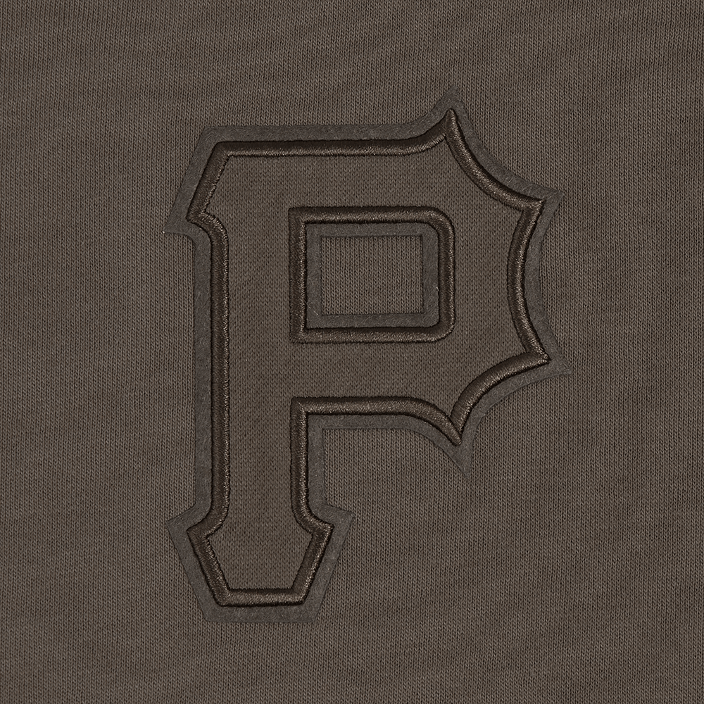 MLB PITTSBURGH PIRATES NEUTRAL CROPPED FLEECE PULLOVER HOODIE (DARK TAUPE)
