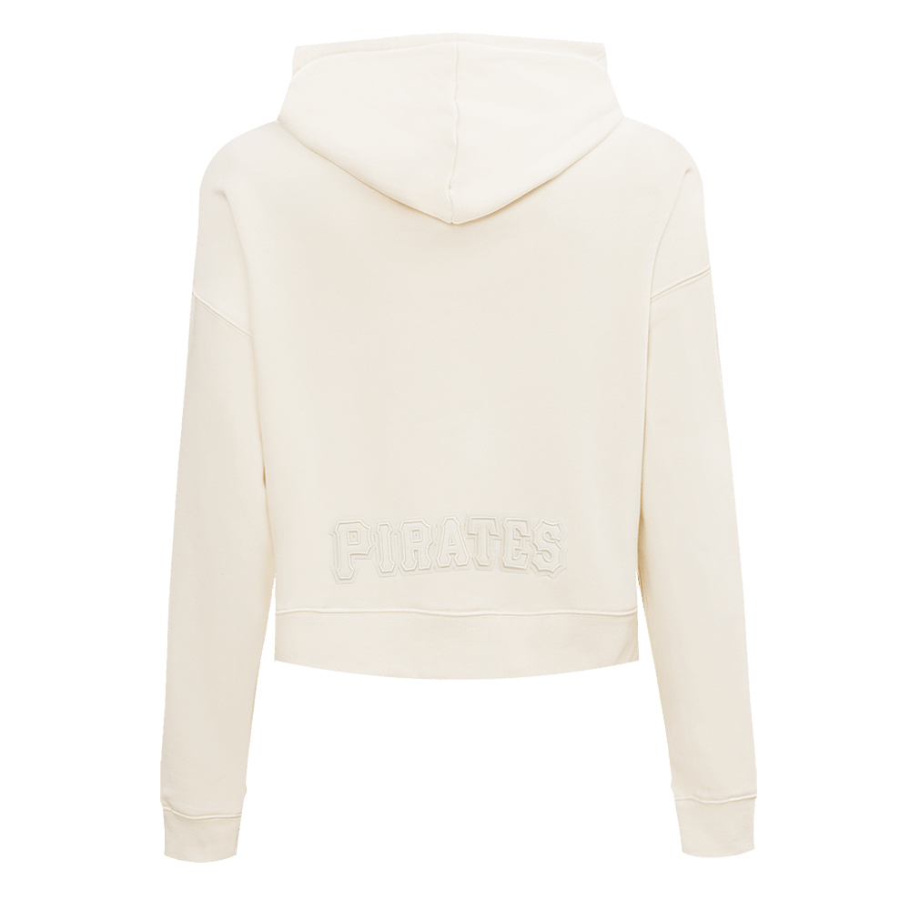 MLB PIRATAS DE PITTSBURGH SUDADERA CORTA CON CAPUCHA PARA MUJER NEUTRA (BLANCO HUESO)