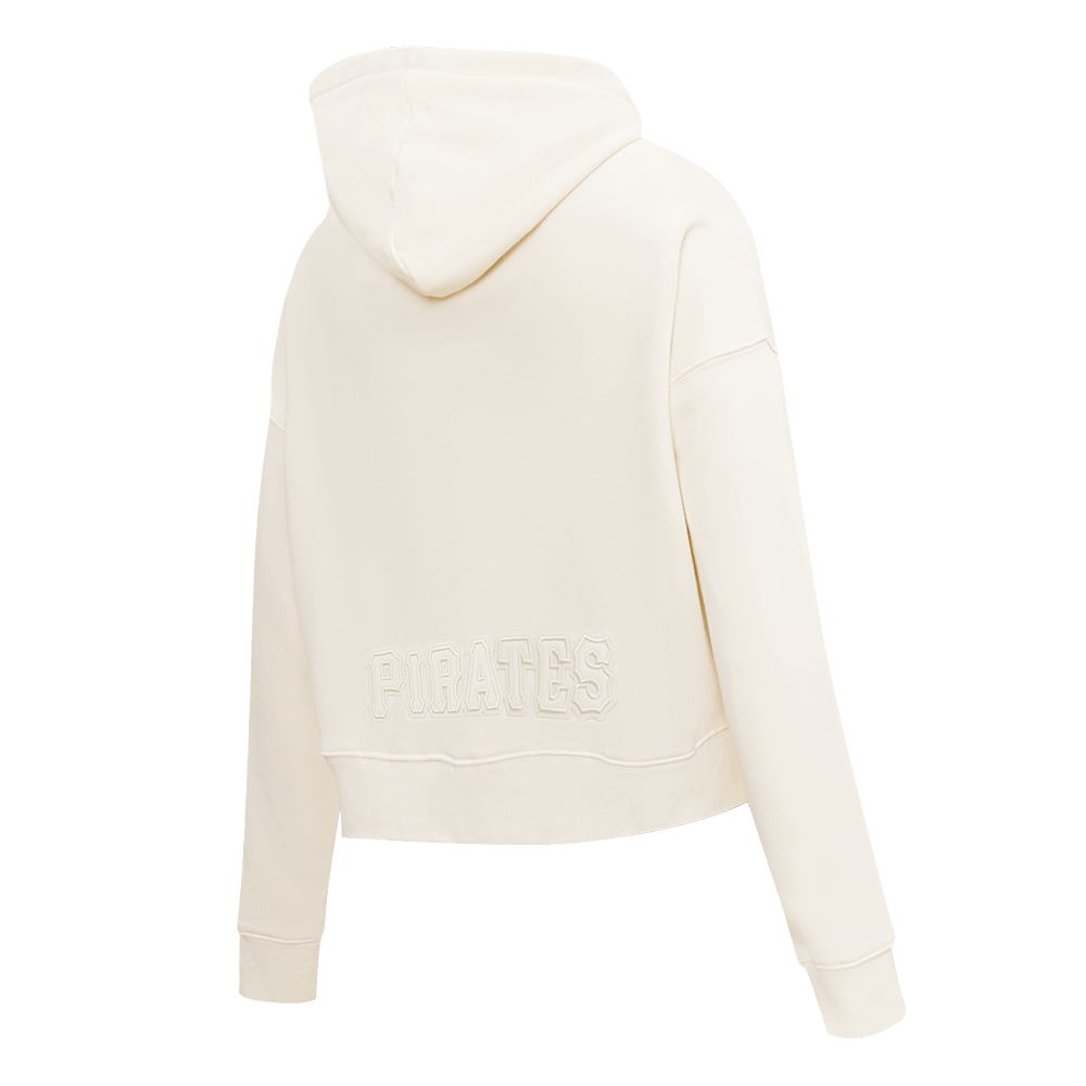 MLB PIRATAS DE PITTSBURGH SUDADERA CORTA CON CAPUCHA PARA MUJER NEUTRA (BLANCO HUESO)