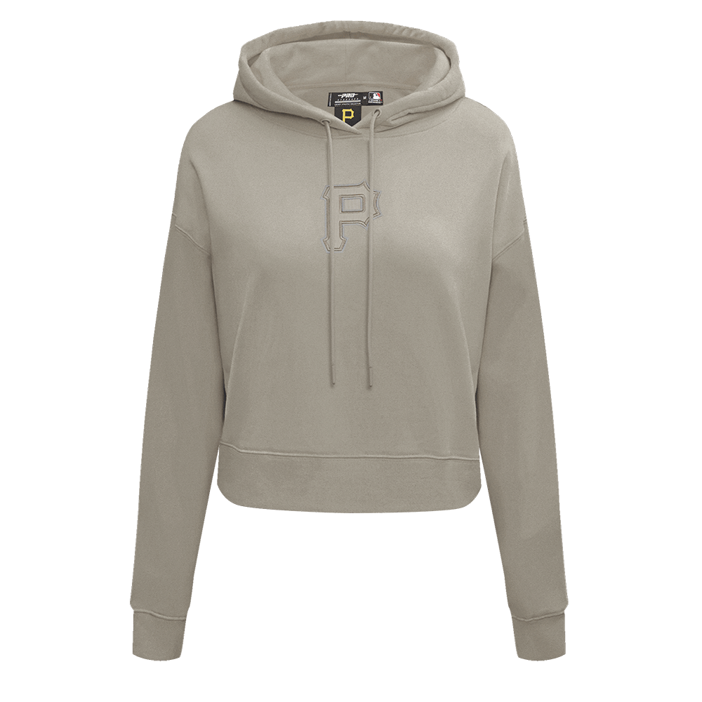 MLB PITTSBURGH PIRATES NEUTRAL WOMEN'S CROPPED PULLOVER HOODIE (TAUPE)