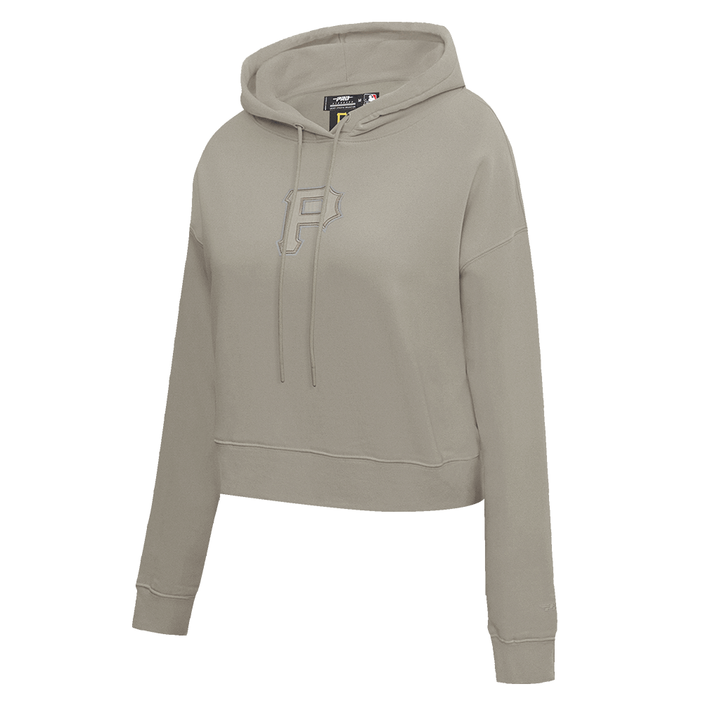MLB PITTSBURGH PIRATES NEUTRAL WOMEN'S CROPPED PULLOVER HOODIE (TAUPE)
